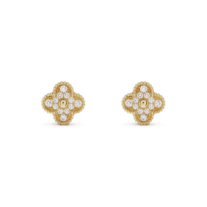 [⭐Novea]CLOVER MEDIUM 1 MOTIFS FUll DIAMOND EARRINGS