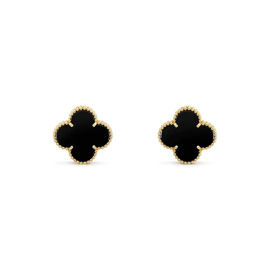 [⭐Novea]CLOVER MEDIUM 1 MOTIFS  ONYX STUD EARRINGS