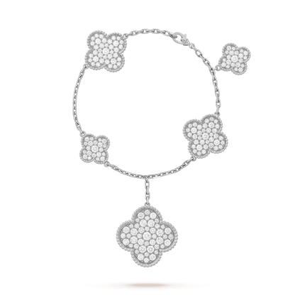[⭐Novea]CLOVER 6 MOTIFS SILVER DIAMOND BRACELET