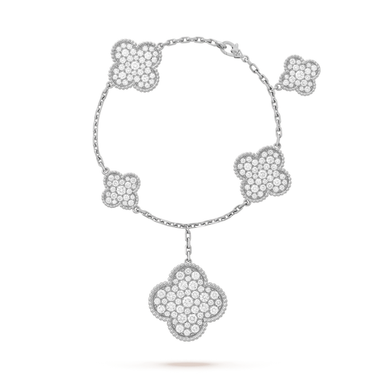 [⭐Novea]CLOVER 6 MOTIFS SILVER DIAMOND BRACELET