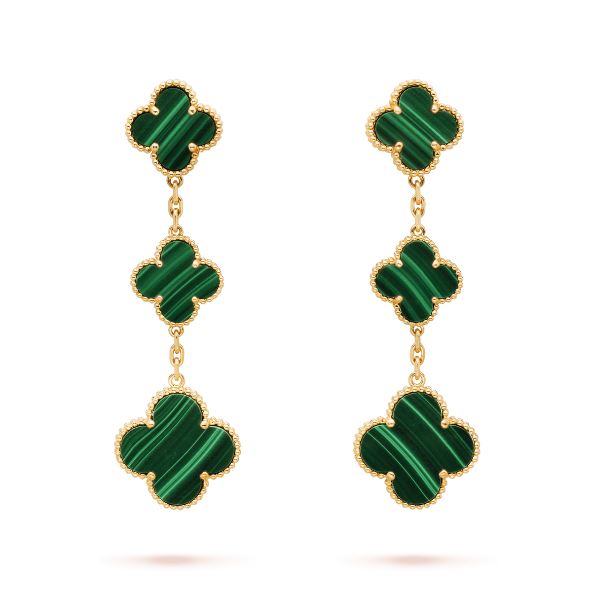 [⭐Novea]CLOVER MALACHITE 3 MOTIFS GOLD