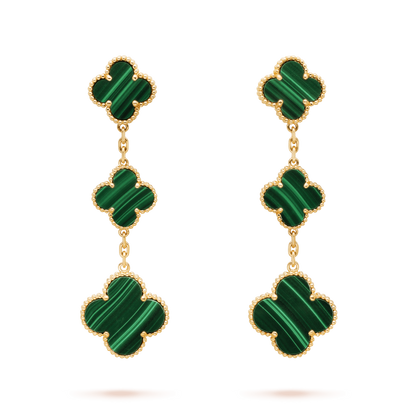 [⭐Novea]CLOVER MALACHITE 3 MOTIFS GOLD