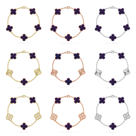 [⭐Novea]CLOVER 5 MOTIF PURPLE STRIPES BRACELET COLLECTION