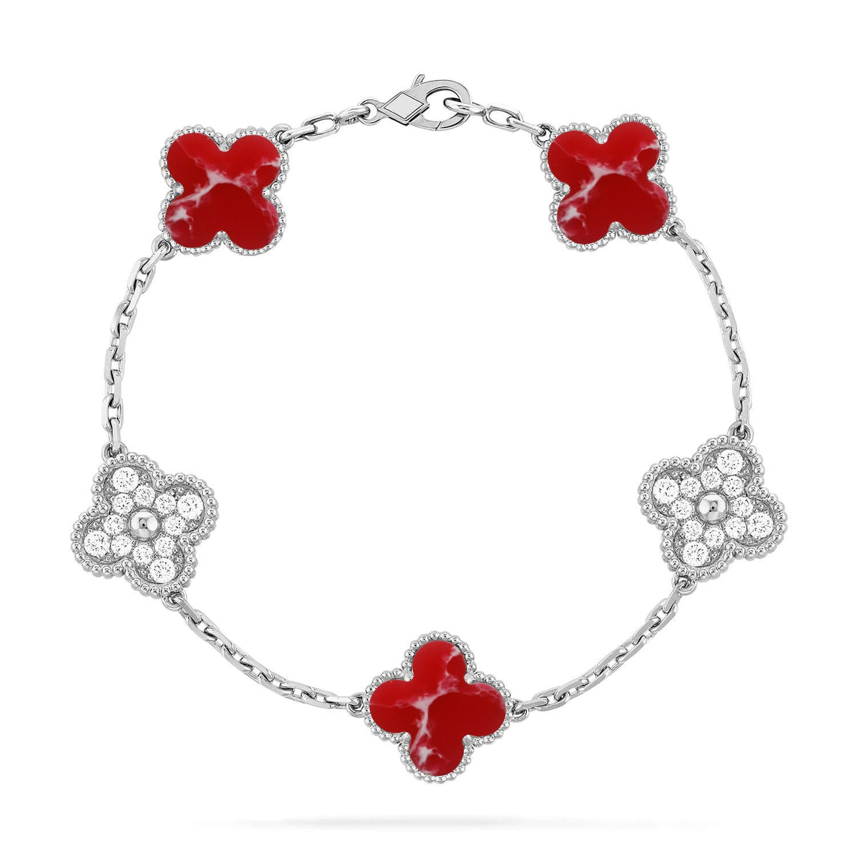 [⭐Novea]CLOVER 5 MOTIF RED PATTERN BRACELET COLLECTION