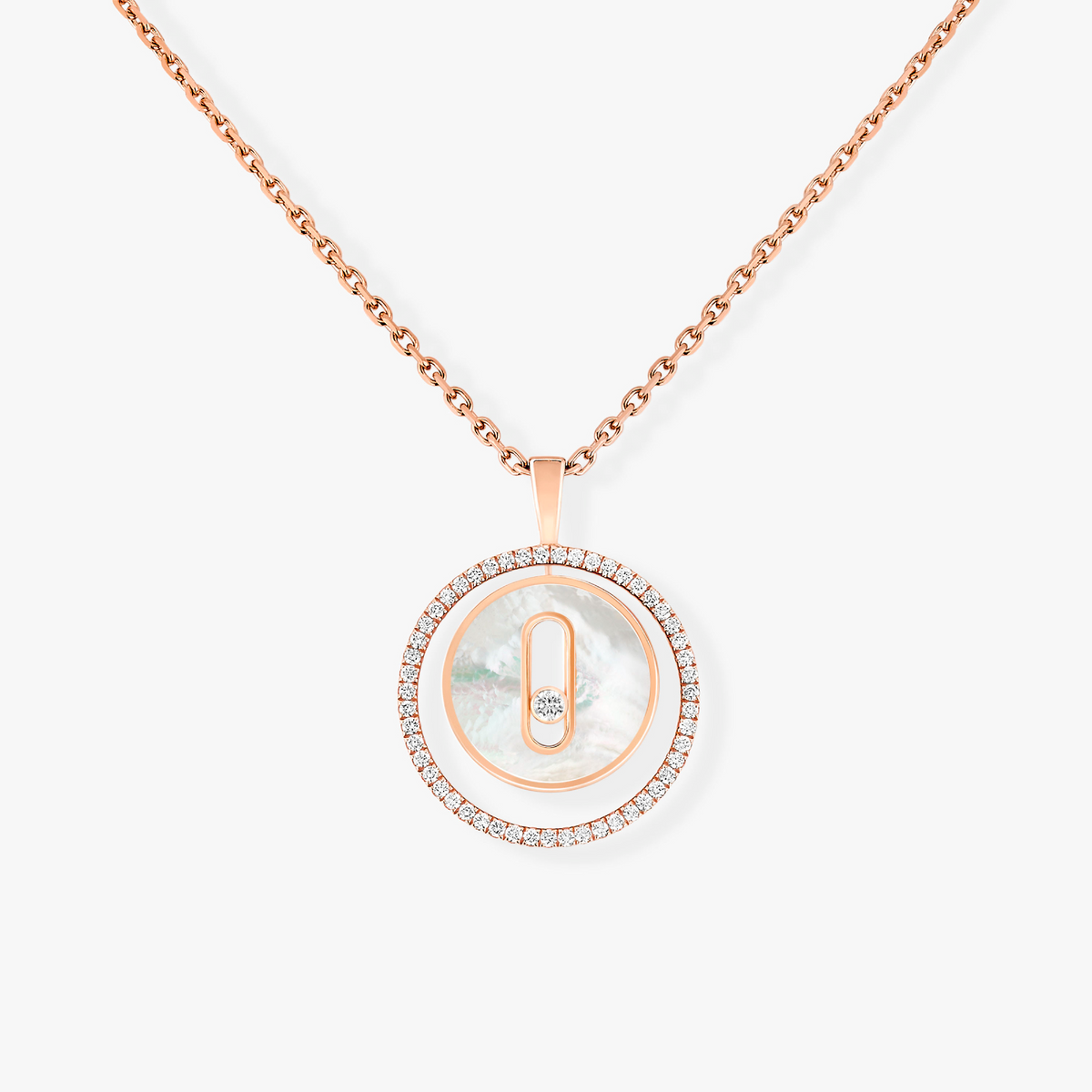 [⭐Novea]Demo MOVE 1 DIAMOND WHITE MOTHER OF PEARL PINK GOLD DIAMOND NECKLACE