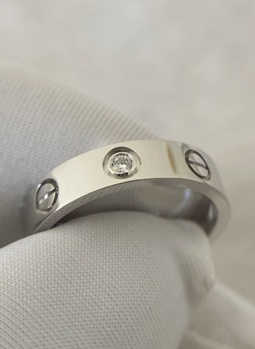 [⭐Novea]LOVE RING 4MM 1 DIAMOND SILVER