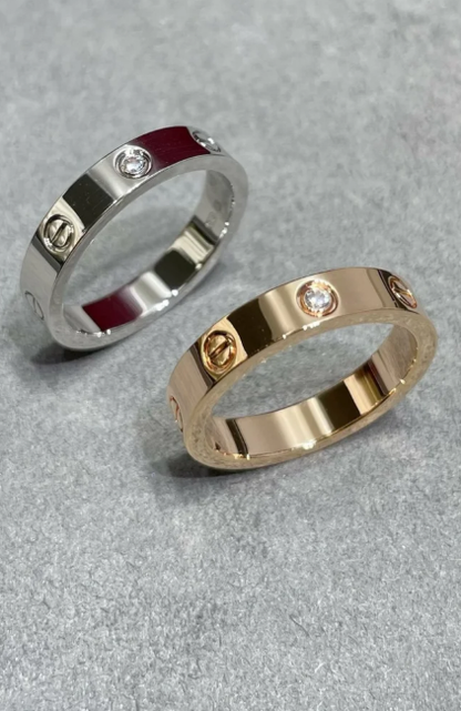 [⭐Novea]LOVE RING 4MM 1 DIAMOND SILVER