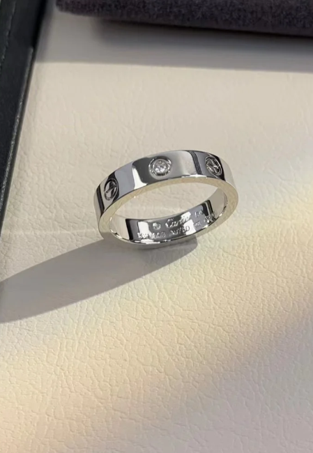 [⭐Novea]LOVE RING 4MM 1 DIAMOND SILVER