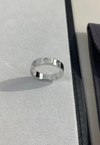 [⭐Novea]LOVE RING 4MM 1 DIAMOND SILVER