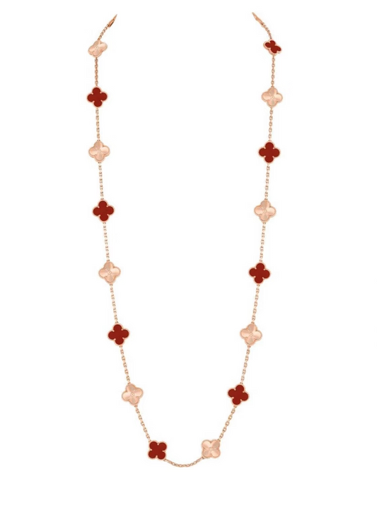[⭐Novea]CLOVER 20 MOTIFS LASER CARNELIAN NECKLACE