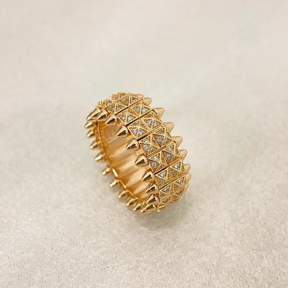 [⭐Novea]CLASH DOUBLE-ROW RIVET RING WITH DIAMOND SETTING