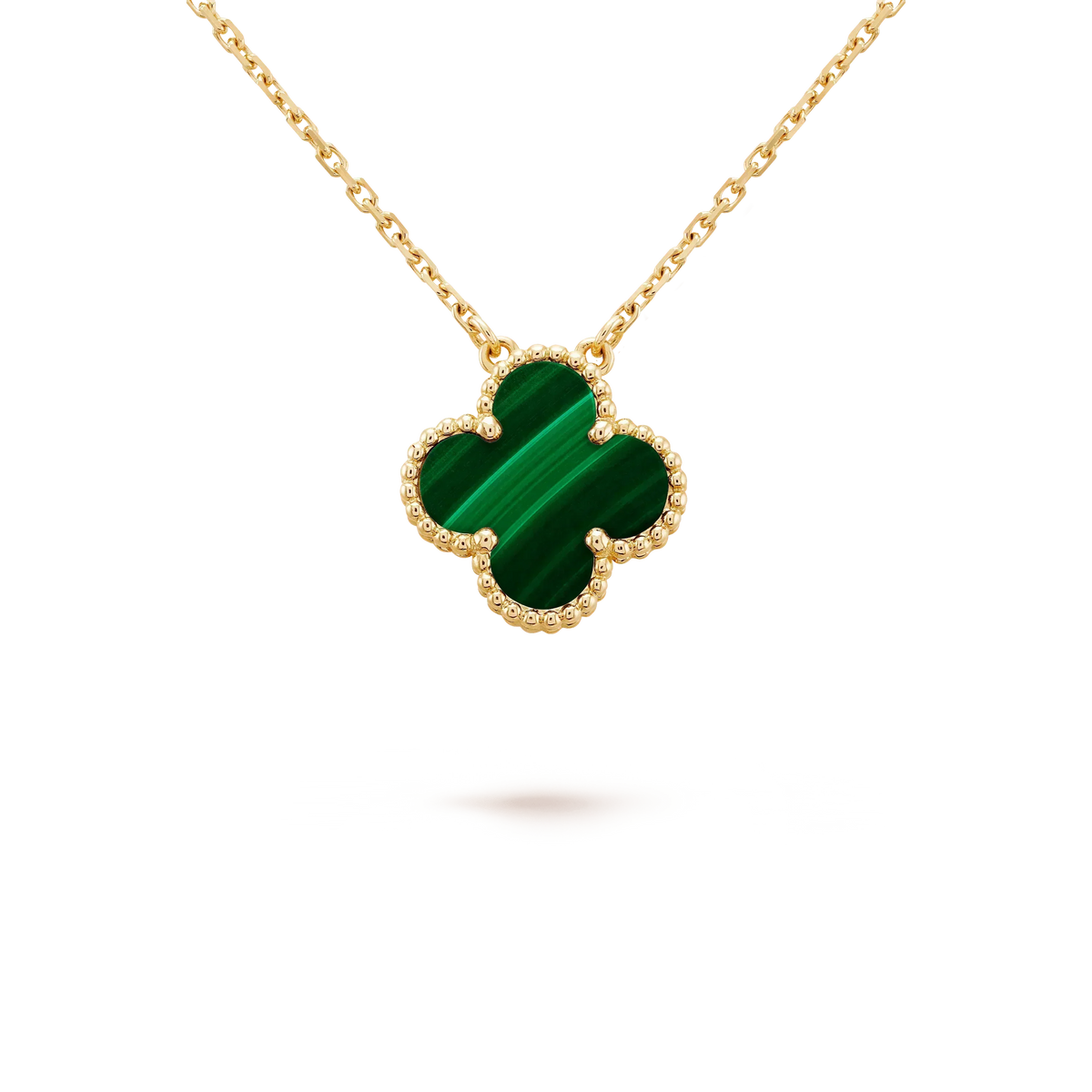 [⭐Novea]CLOVER 15MM MALACHITE SINGLE FLOWER  NECKLACE