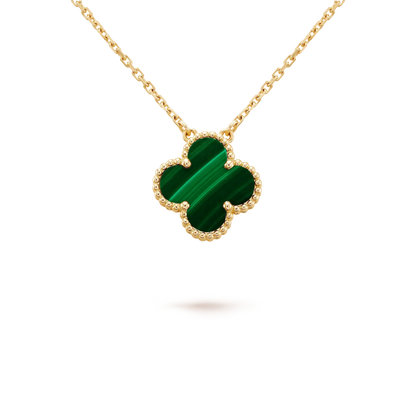[⭐Novea]CLOVER 15MM MALACHITE SINGLE FLOWER  NECKLACE