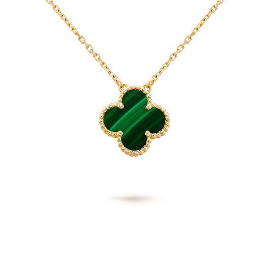 [⭐Novea]CLOVER 15MM MALACHITE SINGLE FLOWER  NECKLACE