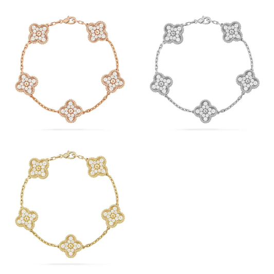 [⭐Novea] CLOVER 5 MOTIF FULL DIAMOND BRACELET COLLECTION