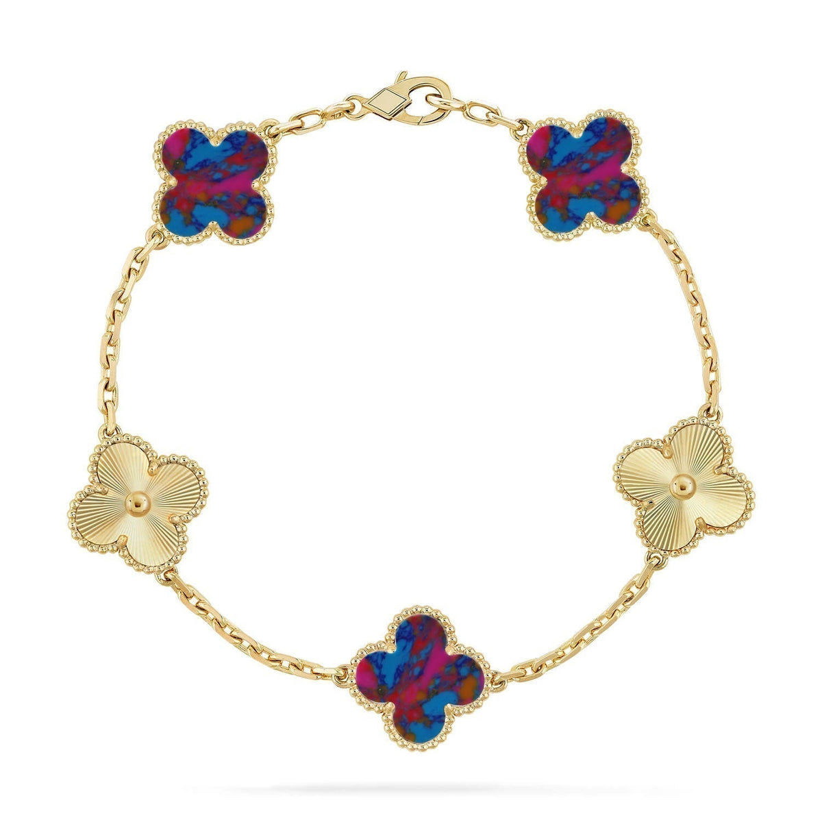 [⭐Novea]CLOVER 5 MOTIF COLOR GEMSTONES BRACELET COLLECTION