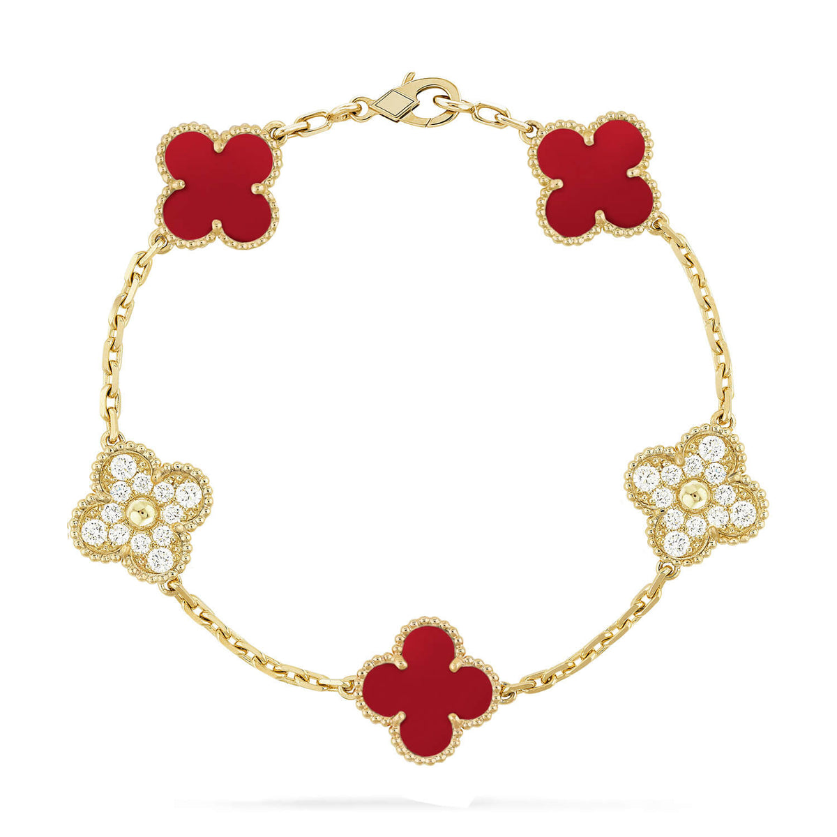 [⭐Novea] CLOVER 5 MOTIF RED CORNELIAN BRACELET COLLECTION
