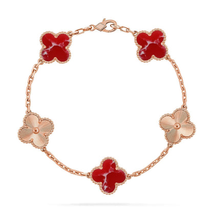 [⭐Novea]CLOVER 5 MOTIF RED PATTERN BRACELET COLLECTION