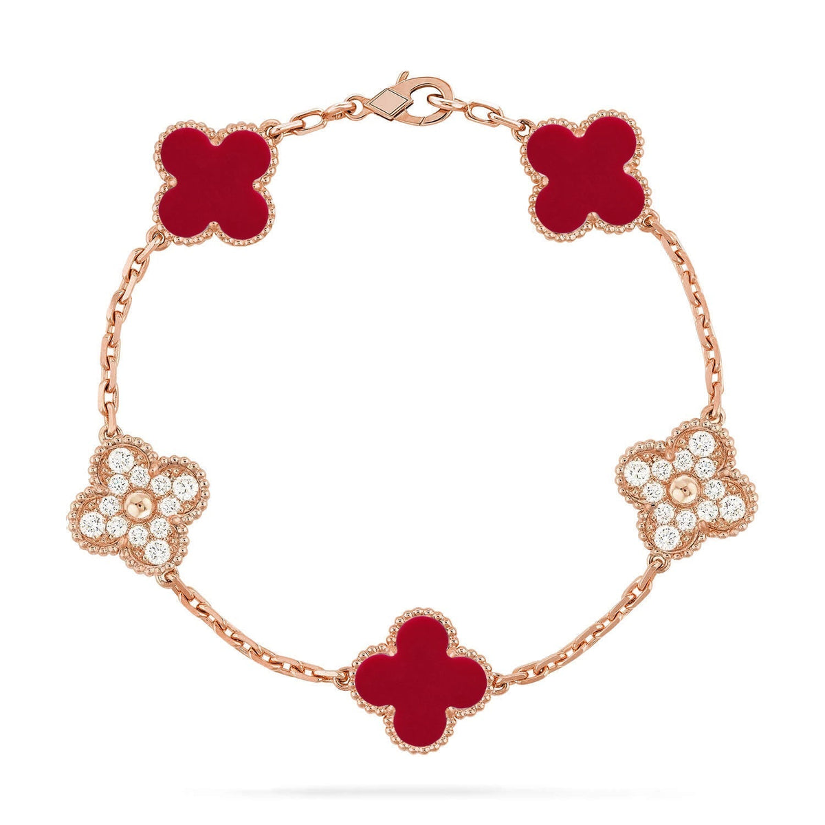 [⭐Novea] CLOVER 5 MOTIF RED CORNELIAN BRACELET COLLECTION