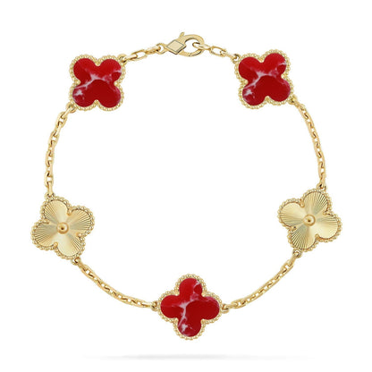 [⭐Novea]CLOVER 5 MOTIF RED PATTERN BRACELET COLLECTION