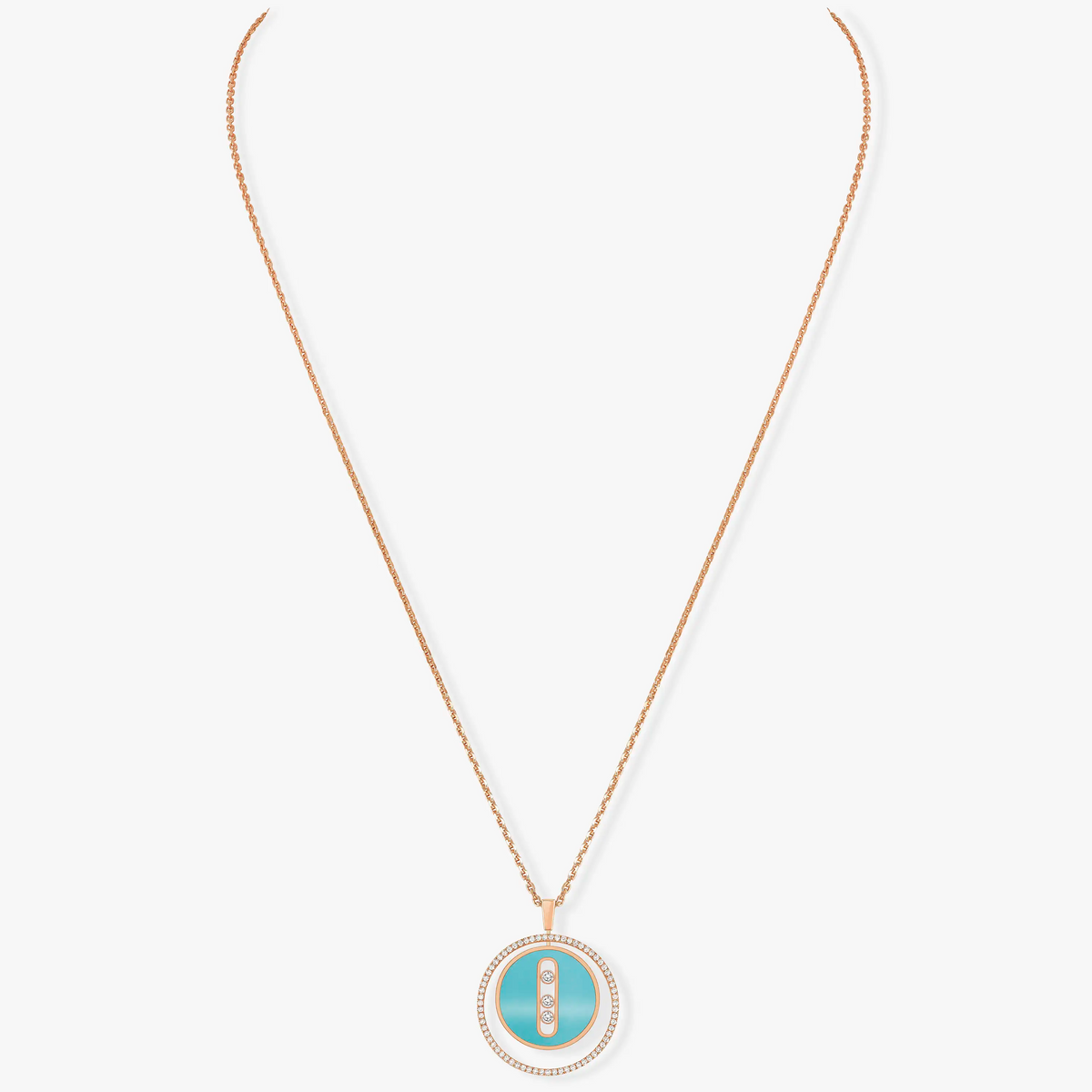 [⭐Novea]Demo MOVE 3 DIAMONDS TURQUOISE PINK GOLD DIAMOND NECKLACE