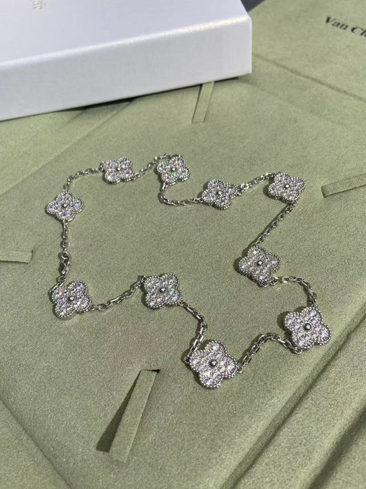[⭐Novea]CLOVER 10 MOTIFS  FULL DIAMOND NECKLACE