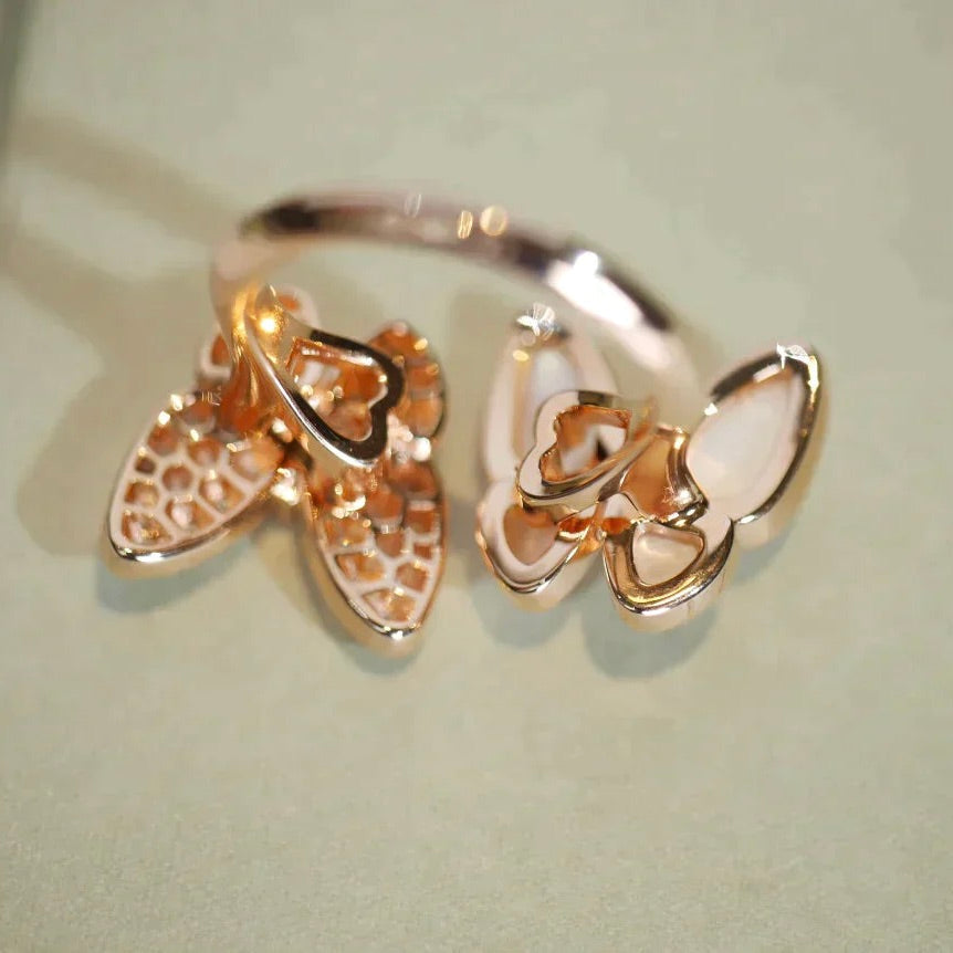 [⭐Novea]TWIN BUTTERFLY DIAMOND MOP RING
