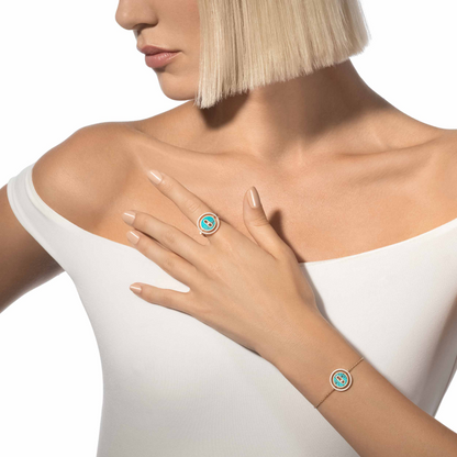 [⭐Novea]Demo MOVE TURQUOISE PINK GOLD DIAMOND BRACELET