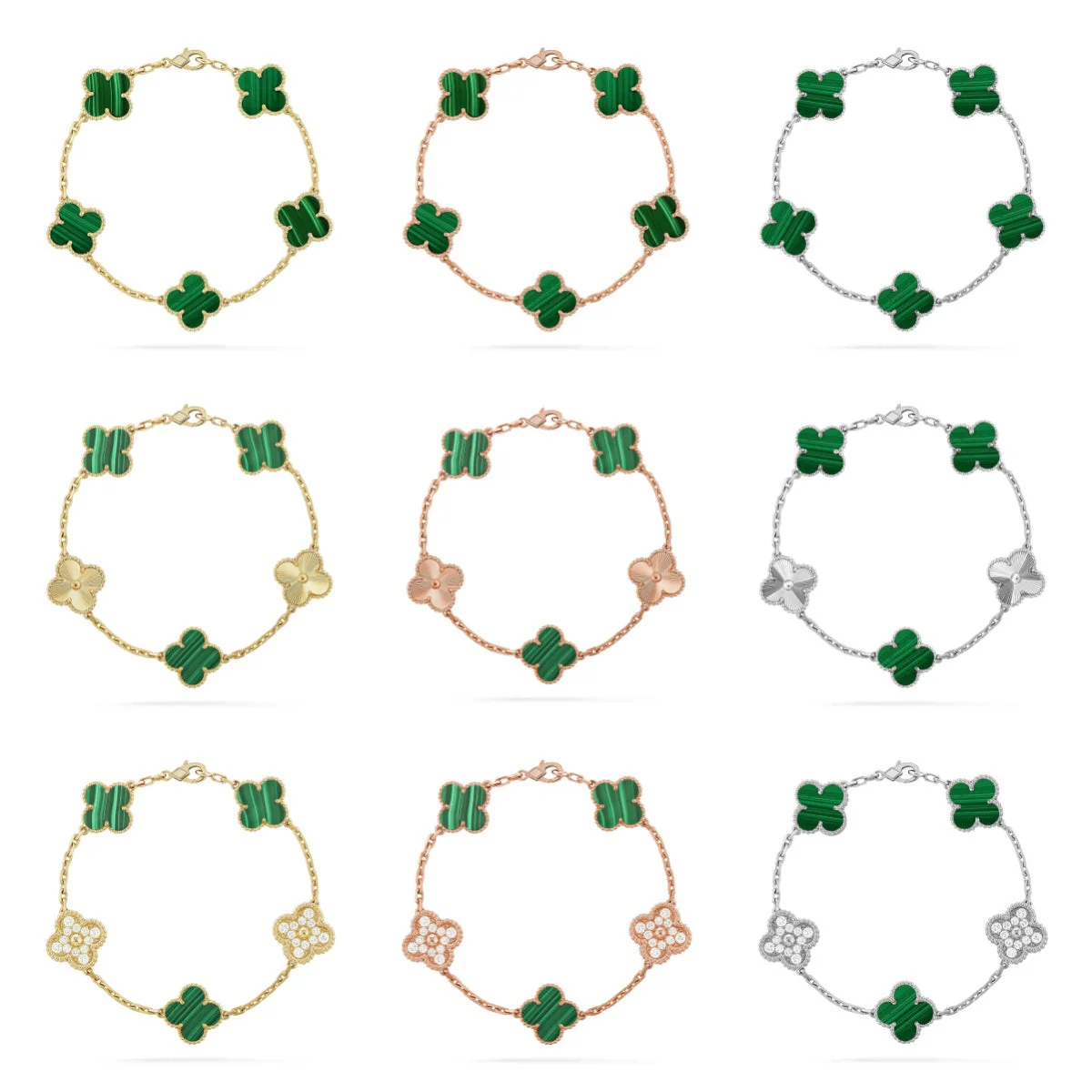 [⭐Novea] CLOVER 5 MOTIF MALACHITE BRACELET COLLECTION