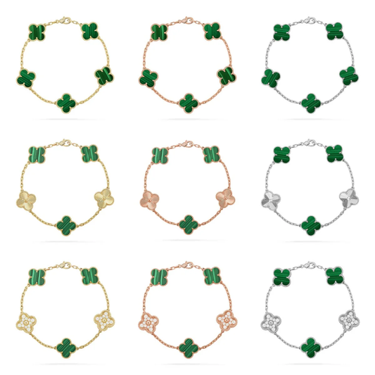 [⭐Novea] CLOVER 5 MOTIF MALACHITE BRACELET COLLECTION