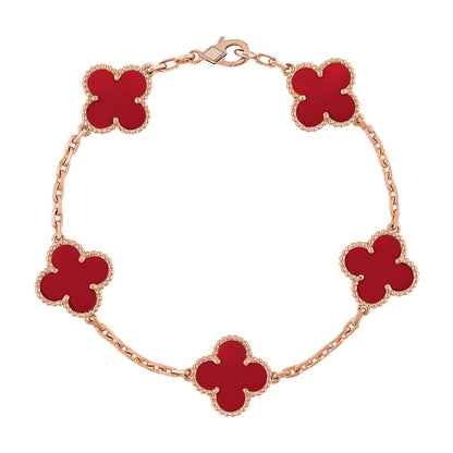 [⭐Novea] CLOVER 5 MOTIF RED CORNELIAN BRACELET COLLECTION