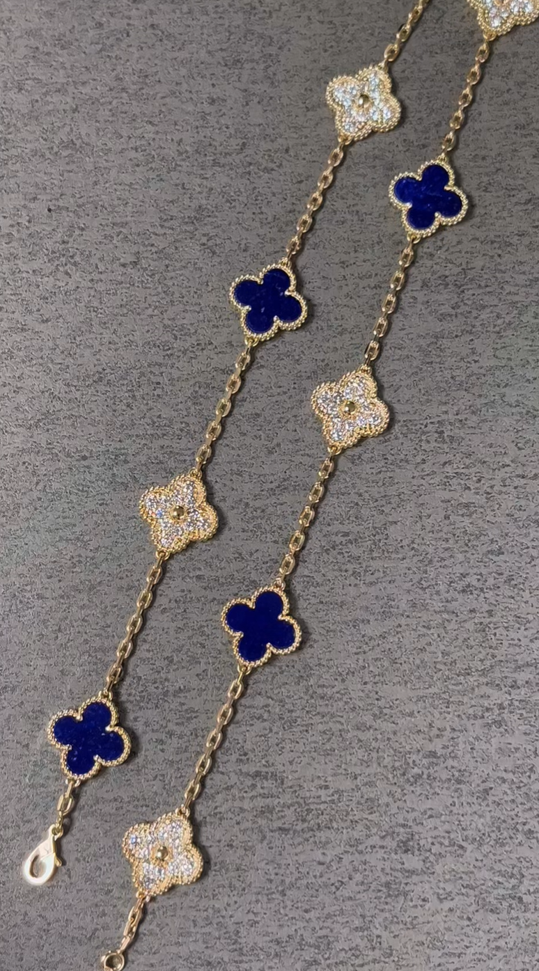 [⭐Novea]CLOVER 10 MOTIFS DIAMONDS SET IN LAPIS LAZULI