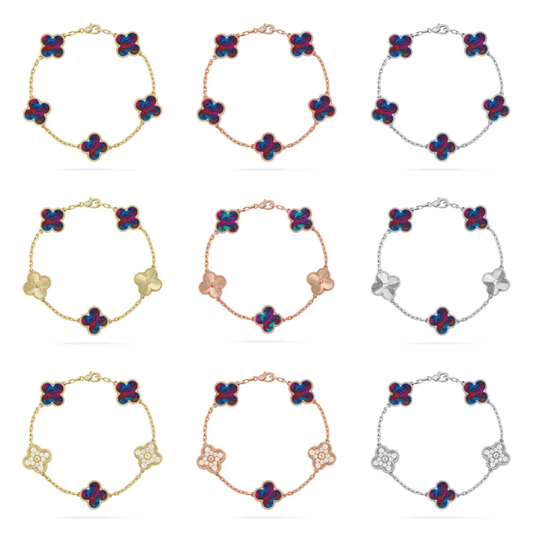[⭐Novea]CLOVER 5 MOTIF COLOR GEMSTONES BRACELET COLLECTION
