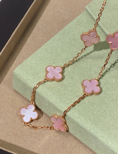 [⭐Novea Jewellery] Pink Necklace with Ten Clover Designs