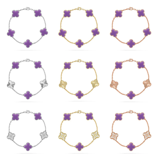 [⭐Novea]CLOVER 5 MOTIF LIGHT PURPLE BRACELET COLLECTION