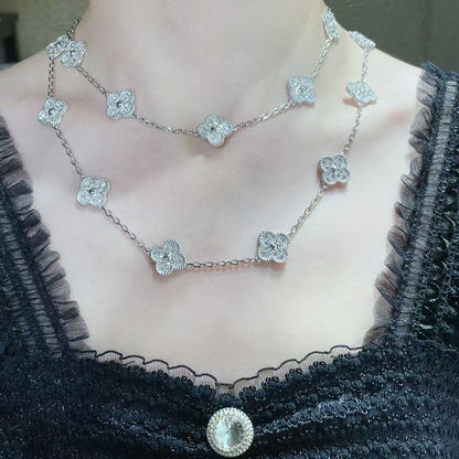 [⭐Novea]CLOVER 20 MOTIFS FULL-DIAMOND NECKLACE