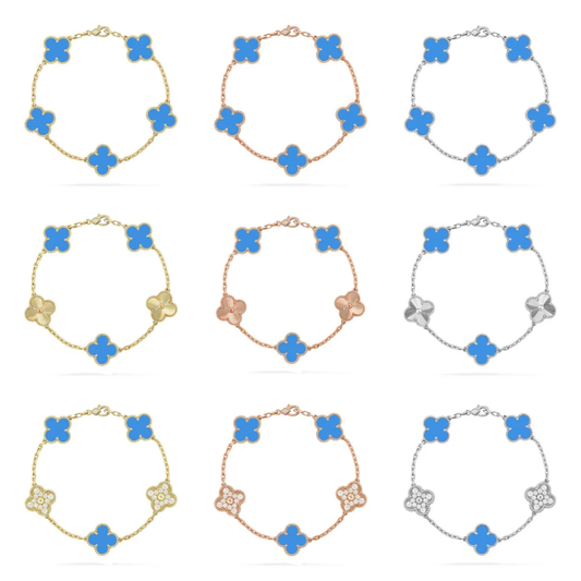 [⭐Novea] CLOVER 5 MOTIF BLUE AGATE BRACELET COLLECTION