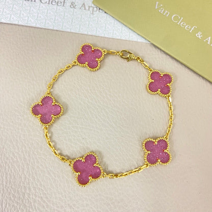 [⭐Novea]NEW BUBBLE PINK ENAMEL 5-FLOWER BRACELET