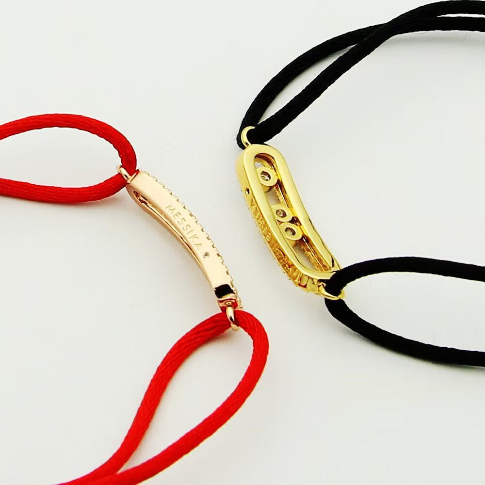 [⭐Novea]Messika Care(s) pink cord pavé bracelet