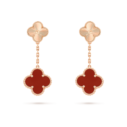 [⭐Novea]CLOVER 2 MOTIF  LASER CARNELIAN EARRINGS