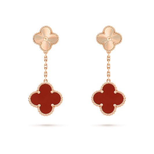 [⭐Novea]CLOVER 2 MOTIF  LASER CARNELIAN EARRINGS