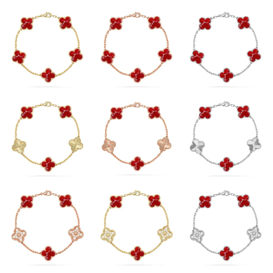 [⭐Novea]CLOVER 5 MOTIF RED PATTERN BRACELET COLLECTION
