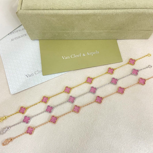 [⭐Novea]2026 NEW CLOVER 6 MOTIF BUBBLE PINK ENAMEL BRACELET