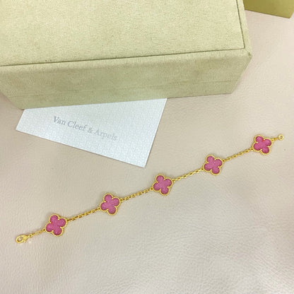 [⭐Novea]NEW BUBBLE PINK ENAMEL 5-FLOWER BRACELET