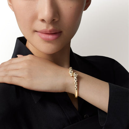 [⭐Novea]PANTHERE DOUBLE HEADED HALF DIAMOND OPEN BRACELET