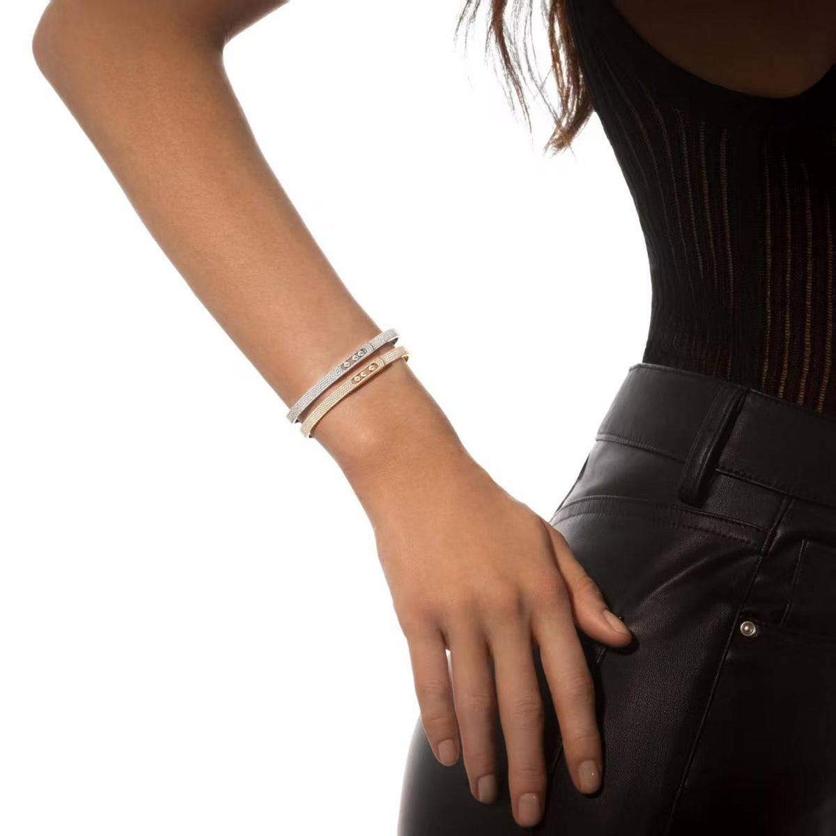 [⭐Novea]Move Noa Full Pavé Diamond Bangle Bracelet