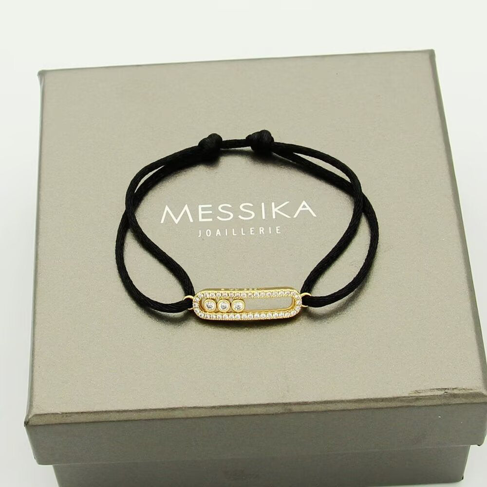 [⭐Novea]Messika Care(s) pink cord pavé bracelet
