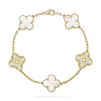 [⭐Novea]CLOVER WHITE PEARL MOP 5 MOTIF BRACELET COLLECTION