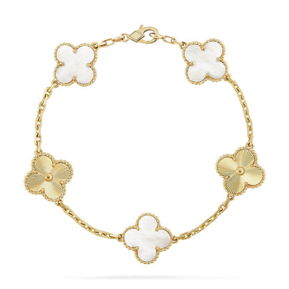 [⭐Novea]CLOVER WHITE PEARL MOP 5 MOTIF BRACELET COLLECTION