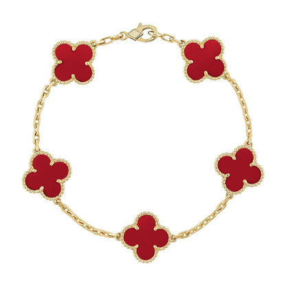 [⭐Novea] CLOVER 5 MOTIF RED CORNELIAN BRACELET COLLECTION